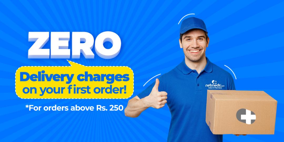 Order products worth Rs. 250 or more to get free shipping on first order on Netmeds