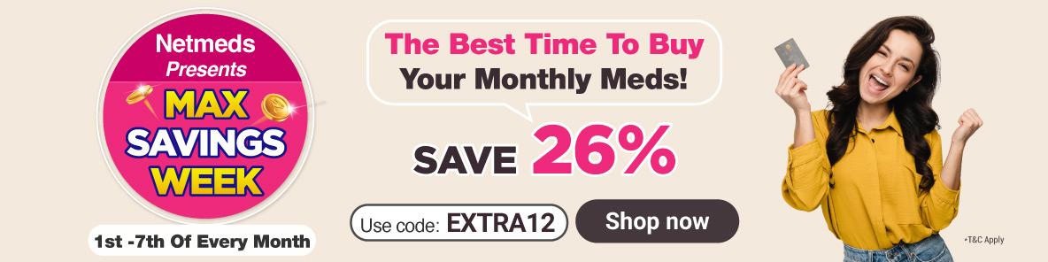 Save 26% off on medicines with code EXTRA12