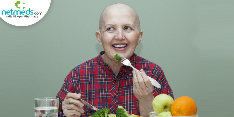 Woman having cancer diet