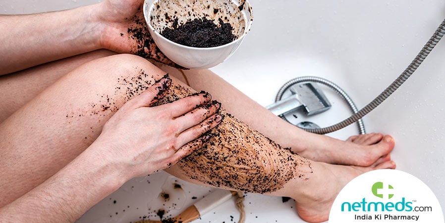Applying Coffee-Infused Scrub