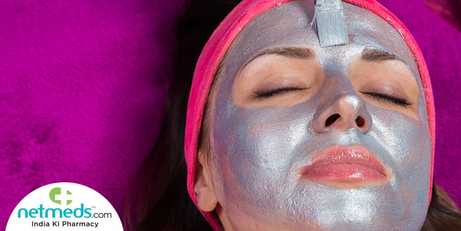Silver applied to woman's face