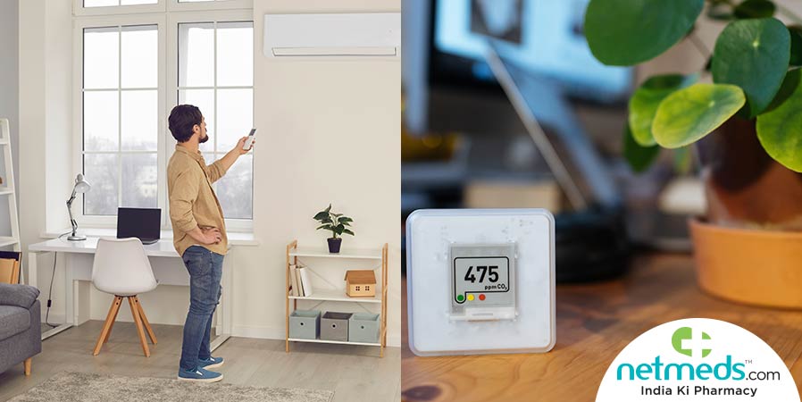 Man switching on the AC and 475 ppm CO2