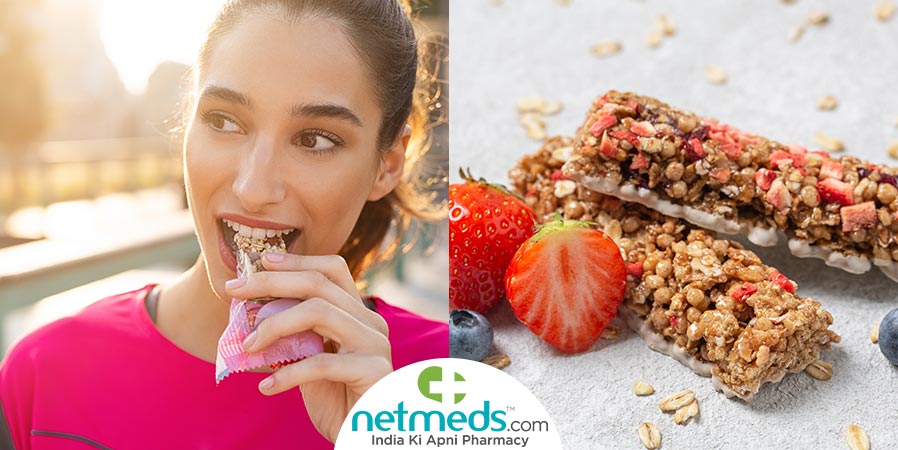 Girl eating healthbar