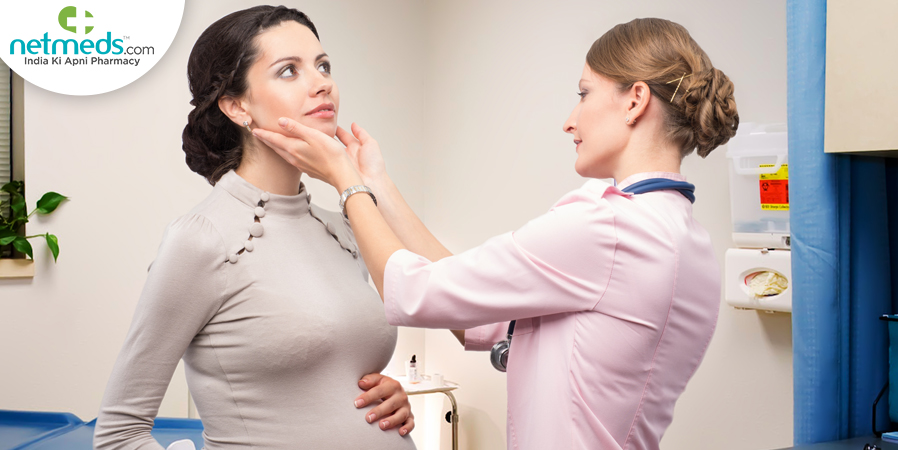 Doctor testing for thyroid