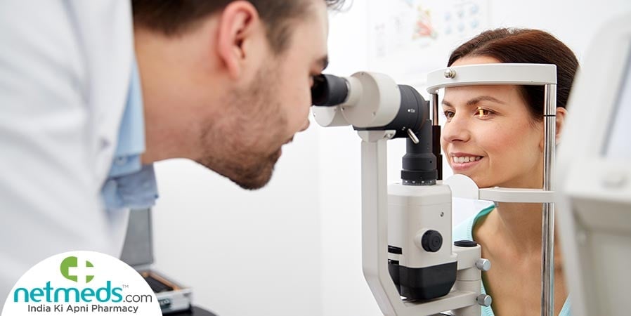 Doctor testing for tonometry