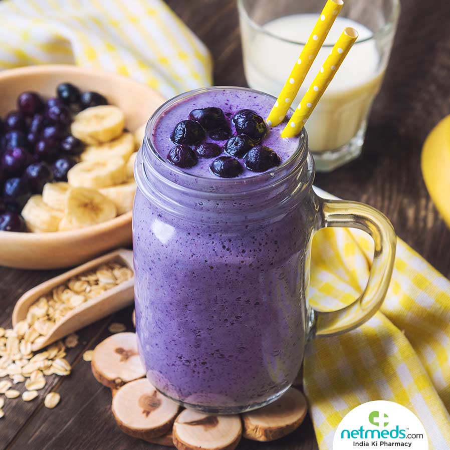 chia blueberries protein shake
