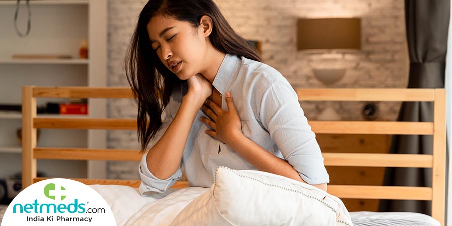 Woman with breathing difficulty
