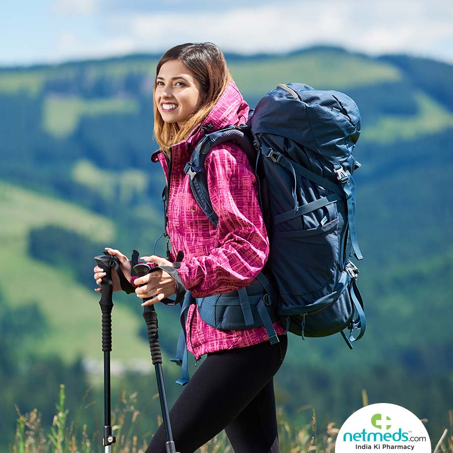 A girl going for trekking