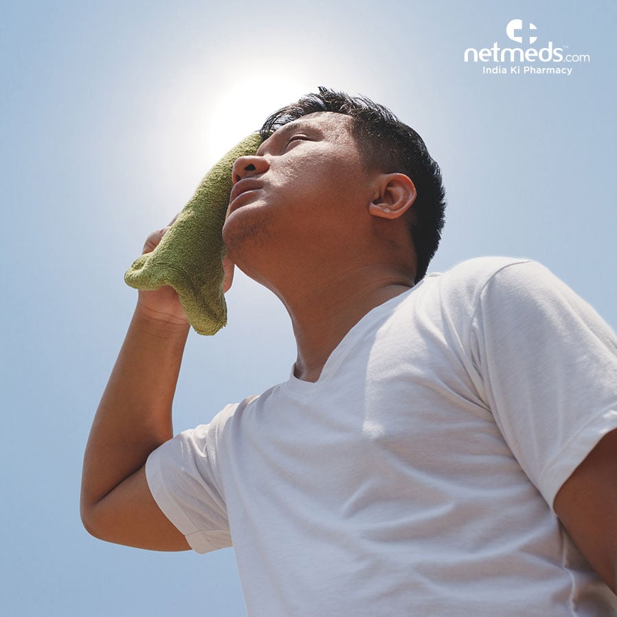 Man suffering from heat