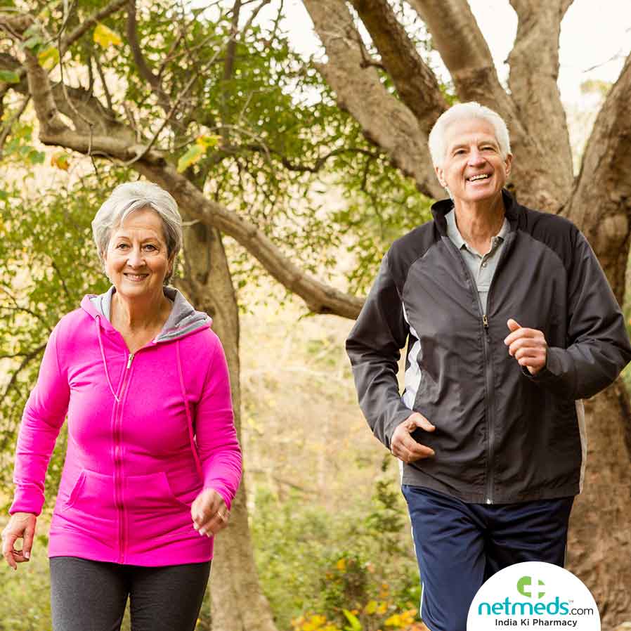 Old couple walking