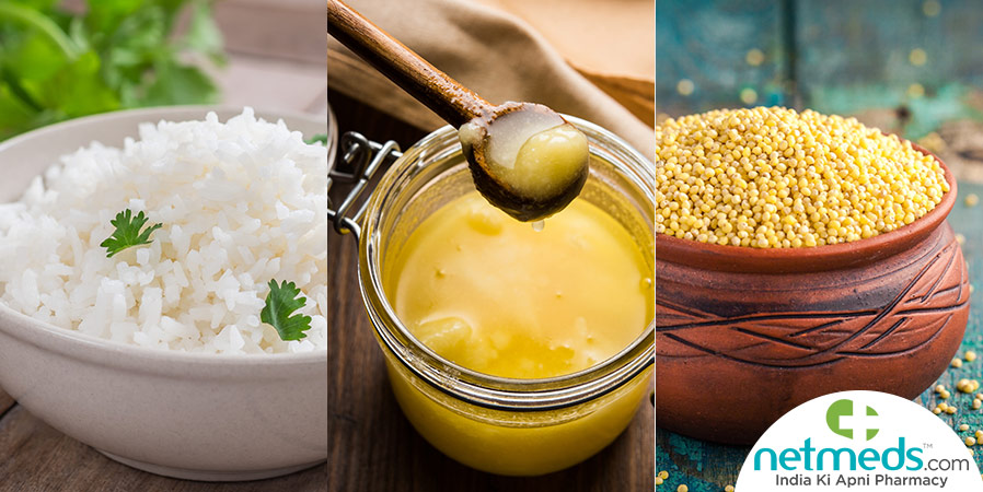 Rice, ghee and pulses
