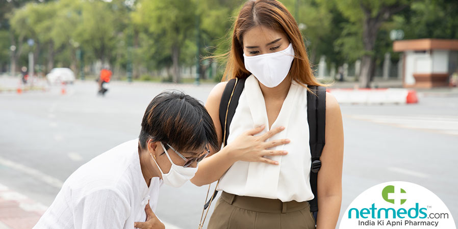 Couple wearing masks for COVID-19
