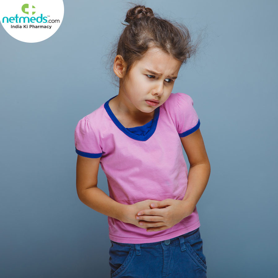 A girl with stomach pain