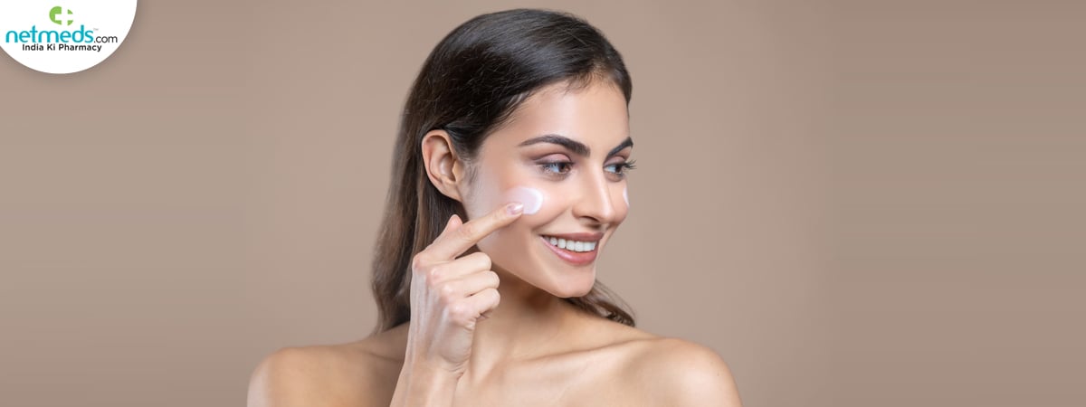 girl applying  cream