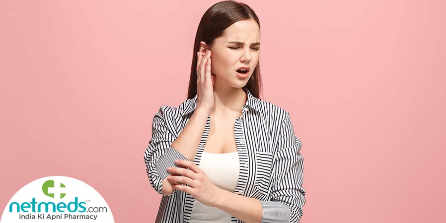 Woman with ear pain due to mastoiditis