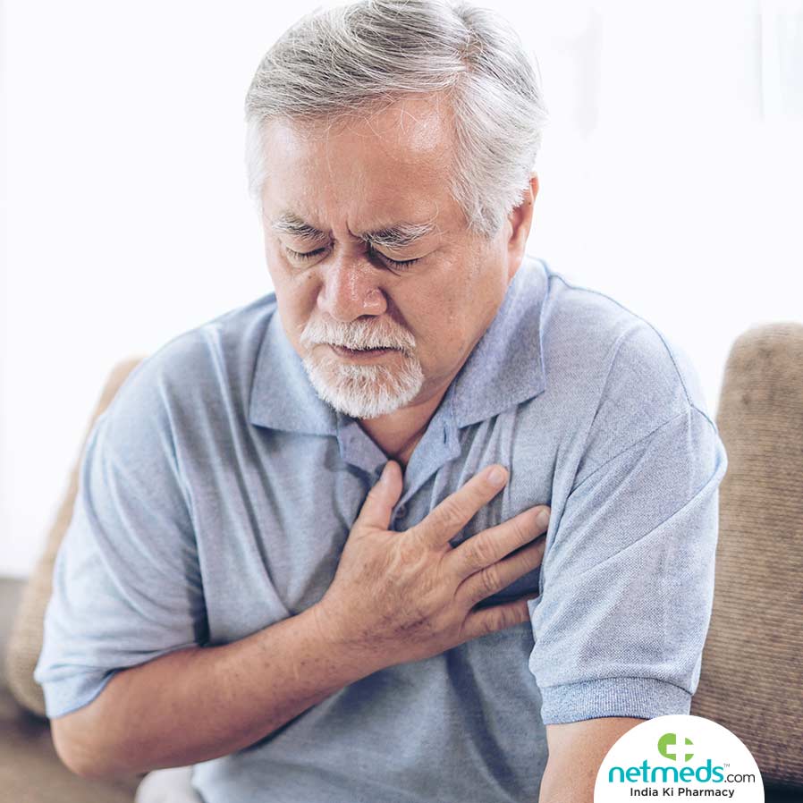 Old man with heart attack