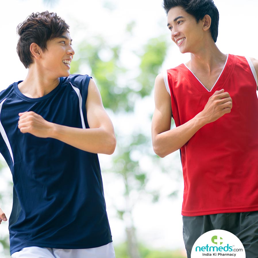 Two boys running happily