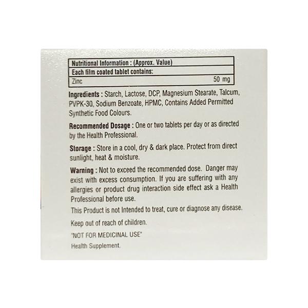 ZNPLUS 50 Tablet 10's - Supplements-Vam