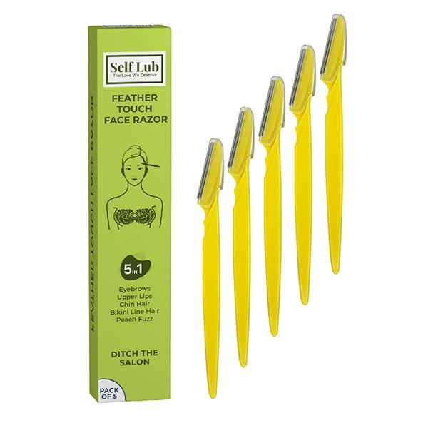 Self Lub Feather Touch Face Razor (Pack of 5) - Yellow - Hair Removal Accessories