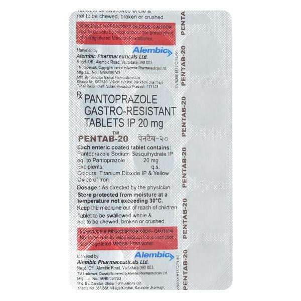 PENTAB 20 Tablet 15's - Ulcer/Reflux/Flatulence-Aaa