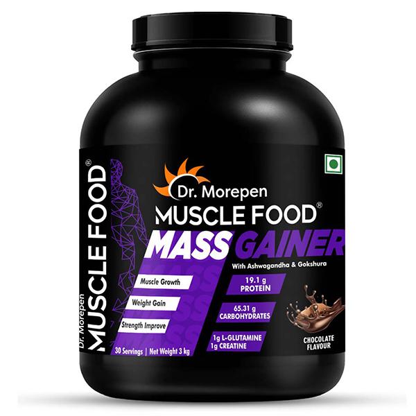 Netmeds | Dr. Morepen Muscle Food Mass Gainer Powder - Chocolate 3 kg