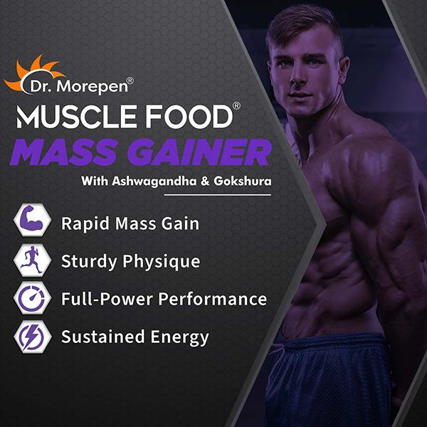 Dr. Morepen Muscle Food Mass Gainer Powder - Chocolate 3 kg - Workout Essentials