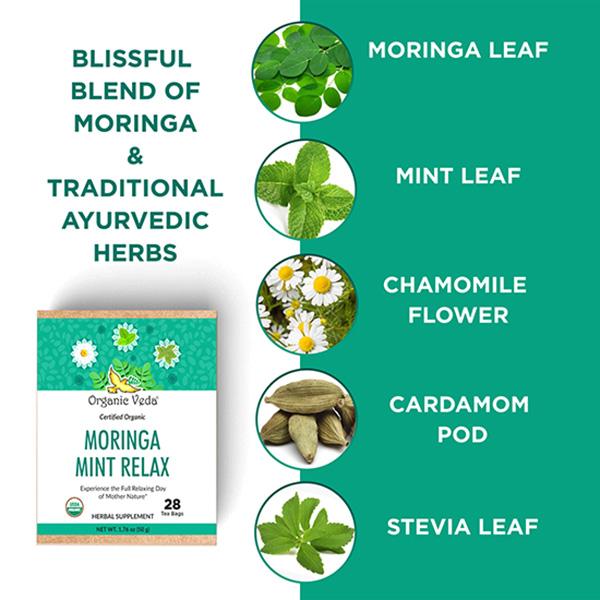 Organic Veda Moringa Mint Relax Tea Bags 28's - Teas