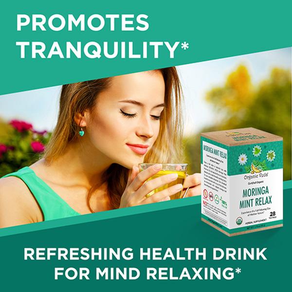 Organic Veda Moringa Mint Relax Tea Bags 28's - Teas