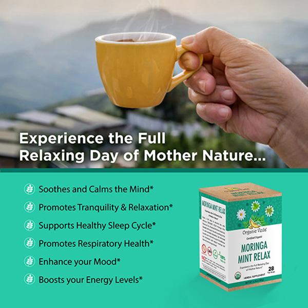 Organic Veda Moringa Mint Relax Tea Bags 28's - Teas