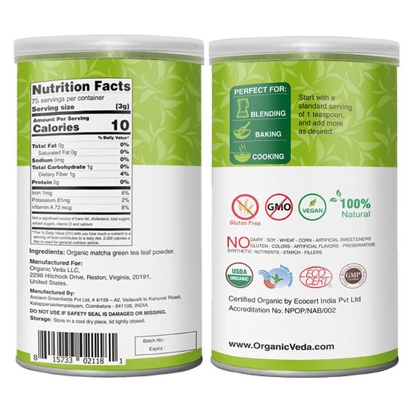 Organic Veda Matcha Green Tea Powder 227 gm - Pure Herbs