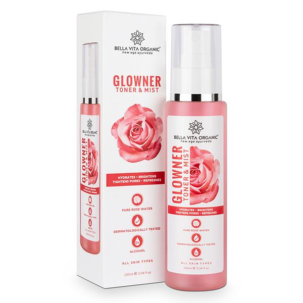 Bella Vita Organic Glowner Rose Water Face Toner & Mist - Natural Toner Spray for Glowing Skin for All Skin Type 100 ml
