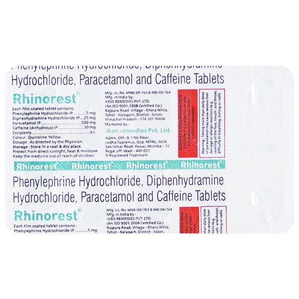 RHINOREST Tablet 10's - Cough And Cold-Cou