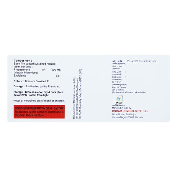PROGEST SR 200 Tablet 10's - Hormonal Therapy-Oes