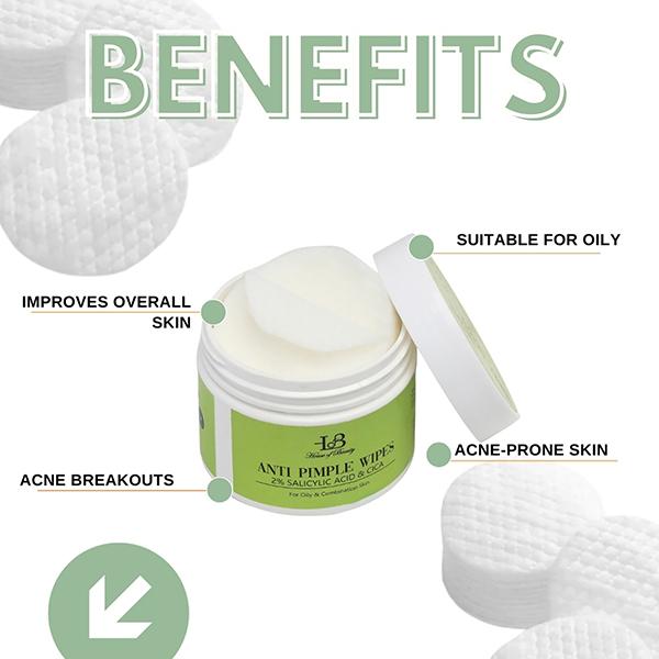 House of Beauty ANTI PIMPLE WIPES with 2% SALICYLIC ACID & CICA (55 PADS) 55's - Facial Wipes & Tissues