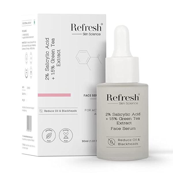 Refresh Skin Science 2% Salicylic Acid Serum + 1.5% Green Tea Extract Face Serum 30ml - Face Serum