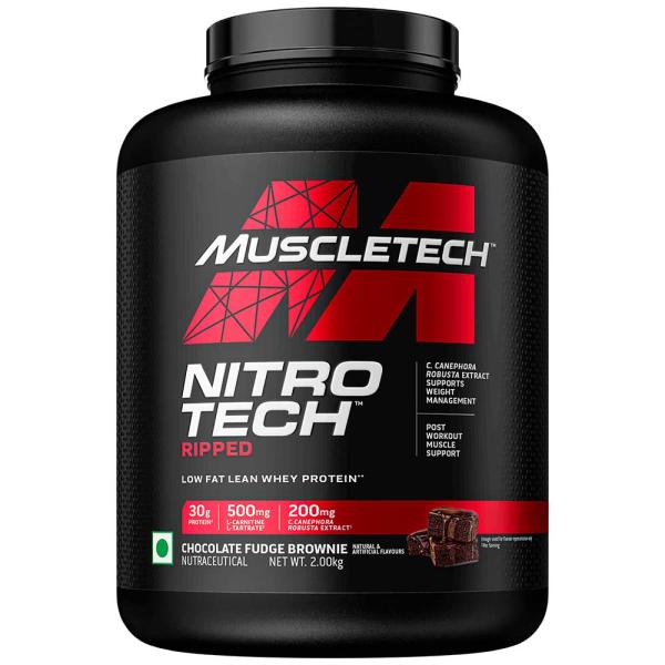 MuscleTech Nitro Tech Ripped Whey Protein Powder - Chocolate Fudge Brownie 2 kg - Whey Proteins