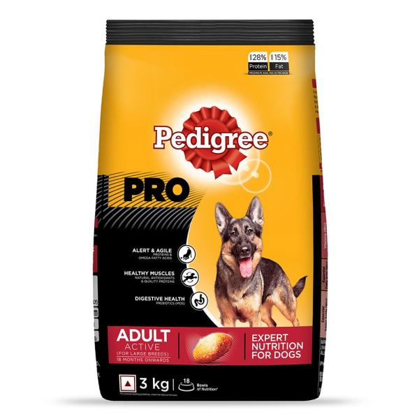 Pedigree Pro Adult Active (For Large Breed) 3000 gm - Petfood