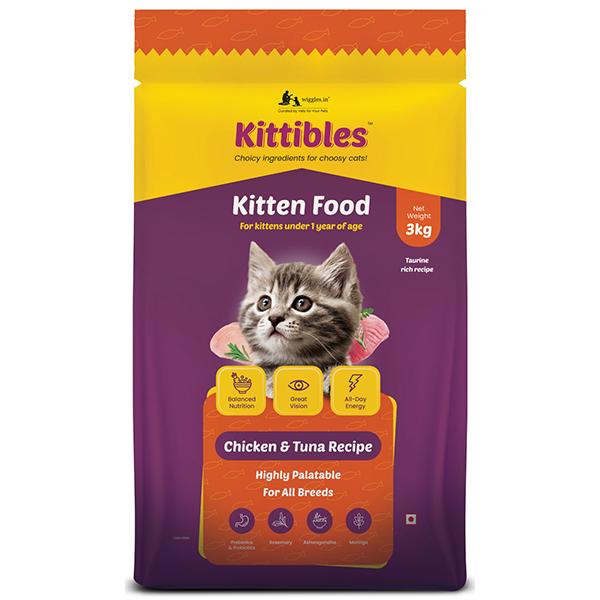 Wiggles Kittibles Kitten Baby Cats Food Dry Chicken Tuna Fish Recipe 3000 gm - Petfood