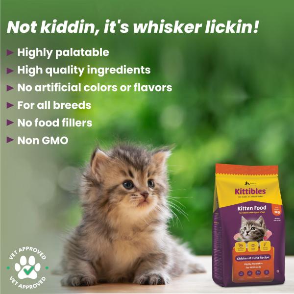 Wiggles Kittibles Kitten Baby Cats Food Dry Chicken Tuna Fish Recipe 3000 gm - Petfood