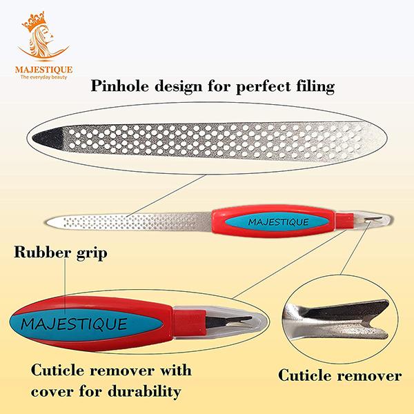Majestique Nail File Double Sided Filers For Shaping And Smoothing Toenails And Fingernails Multicolour 100gm 2's - Manicure & Pedicure Kits