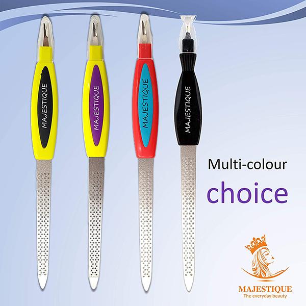 Majestique Nail File Double Sided Filers For Shaping And Smoothing Toenails And Fingernails Multicolour 100gm 2's - Manicure & Pedicure Kits