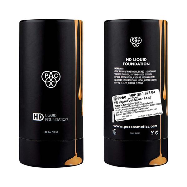 Pac HD Liquid Foundation 4.5 Flawless Finish Buildable Coverage Formula Lasts Upto 12 Hours 30ml - Foundation