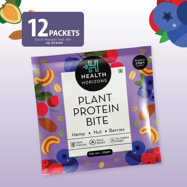 Health Horizons Plant Protein Bites - Cranberry & Blueberry Flavour (Pack of 12 x 25 gm) 1's - General Health