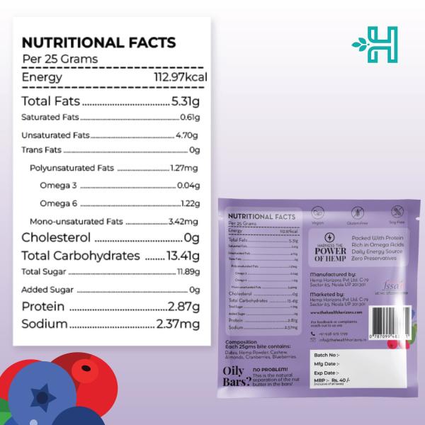 Health Horizons Plant Protein Bites - Cranberry & Blueberry Flavour (Pack of 12 x 25 gm) 1's - General Health