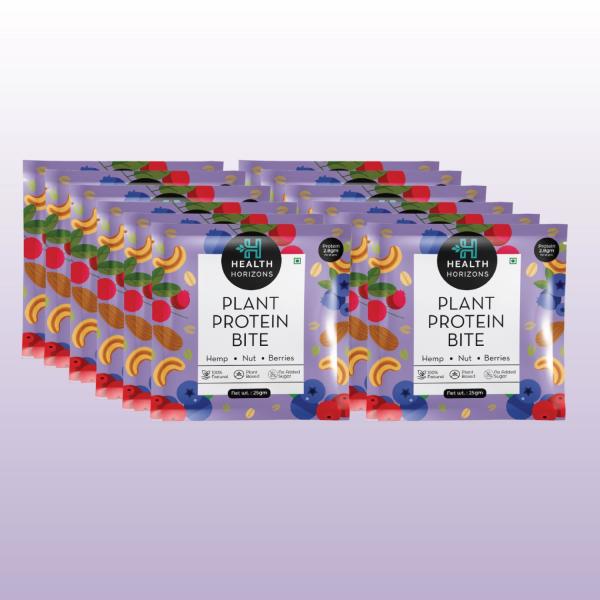 Health Horizons Plant Protein Bites - Cranberry & Blueberry Flavour (Pack of 12 x 25 gm) 1's - General Health