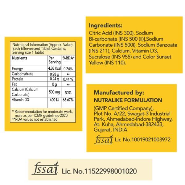 FixUpHealth Calcium and Vitamin D3 Effervescent Tablet - Orange Flavour 20's - Calcium And Minerals