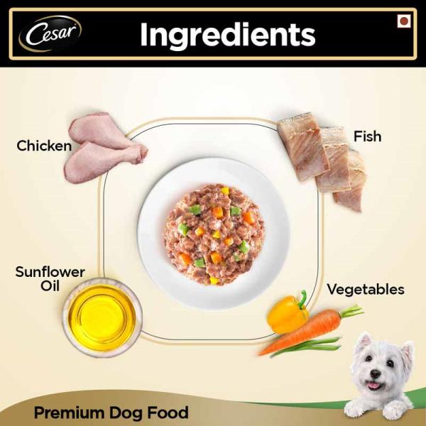 Cesar Adult Dog Food - White Meat Fish & Vegetables 100 gm - Petfood