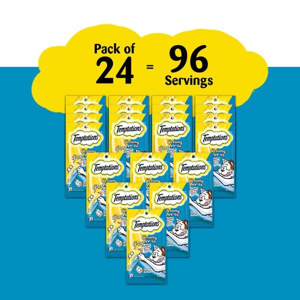 Temptations Treats for Cats Creamy Purrrree - Chicken & Tuna Flavour (Pack of 48 gm x 24) 1's - Petfood