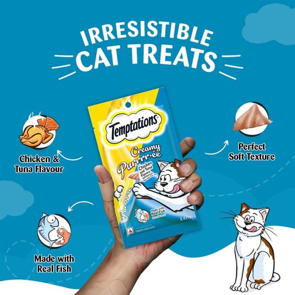 Temptations Treats for Cats Creamy Purrrree - Chicken & Tuna Flavour (Pack of 48 gm x 24) 1's - Petfood