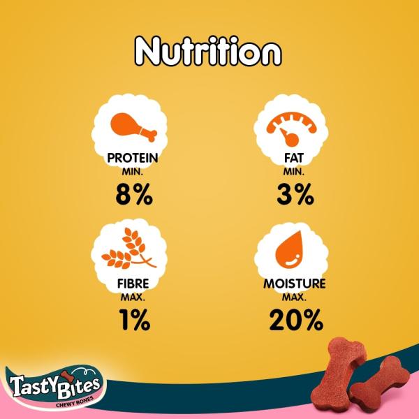 Pedigree Tasty Bites Chewy Bones - Chicken & Smoke Flavor (Pack of 50 gm x 12) 1's - Petfood